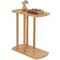 Teak Wood C Shaped Side Table Space Saving 2 Tier End Table Natural
